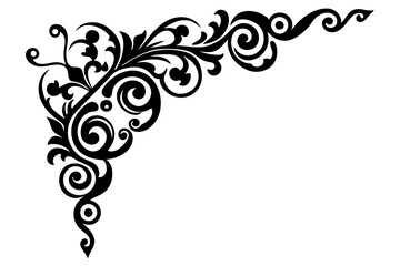 Decorative corner elements design silhouette vector