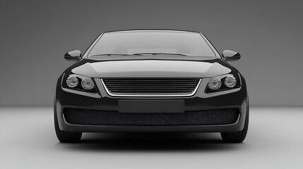 Front view of a generic and brand less modern car  Sports car in studio - isolated on white/clipping path SUV Car in studio, Generative AI