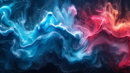 Vibrant abstract artwork showcasing swirling colors of blue and red in a captivating display of motion and fluidity