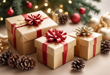 Obraz premium christmas gift box with ribbon Ai generated 