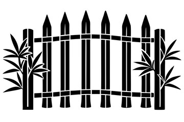  Silhouette vector design of abamboo fence isolated on white background