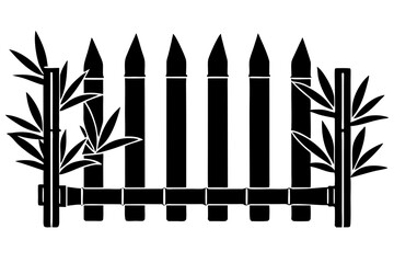  Silhouette vector design of abamboo fence isolated on white background