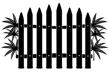  Silhouette vector design of abamboo fence isolated on white background
