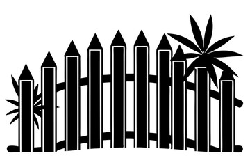  Silhouette vector design of abamboo fence isolated on white background