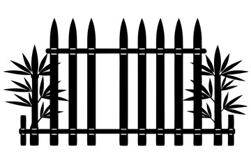  Silhouette vector design of abamboo fence isolated on white background