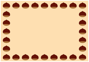 秋の紅葉の栗フレーム背景30橙色