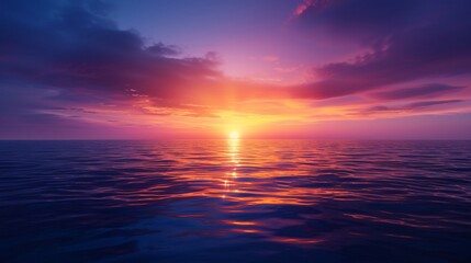 A vibrant canary yellow sunset reflecting on a cobalt blue ocean, with dramatic lighting and rich color contrasts 8K , high-resolution, ultra HD,up32K HD