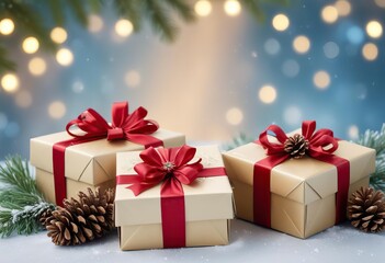 christmas gift box with ribbon Ai generated 