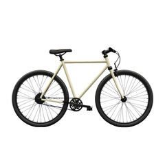 Obraz premium A white bicycle with a black seat and a black handlebar. The bike is parked on a white background