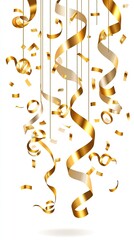 Golden confetti and ribbons create a festive atmosphere for celebrations