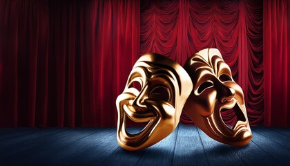 BANNER DE PALCO COM AS M&Aacute;SCARAS DO DRAMA E COM&Eacute;DIA EM UM CONCEITO DO DIA DO TEATRO