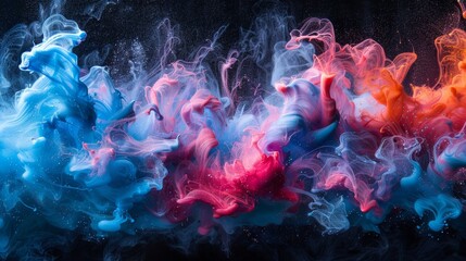 Colorful swirling smoke dances through the air in a dramatic artistic display