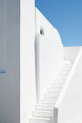 White stairway to blue heaven, Thira, Santorini island, Greece