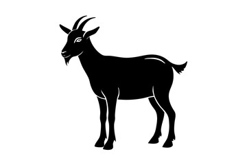 Silhouette vector design of a goat on white background