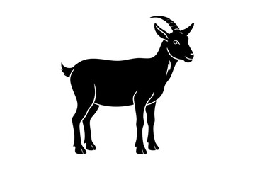 Silhouette vector design of a goat on white background
