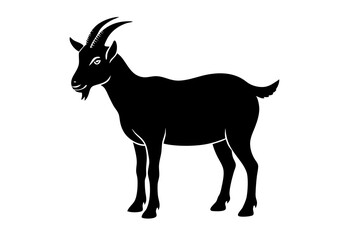 Silhouette vector design of a goat on white background