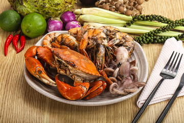 Luxury seafood mix - crab, prawn, octopus