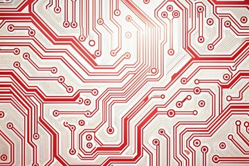 White background with a faint red circuit board pattern, subtle and blending in, emphasizing the product while maintaining a high-tech, futuristic theme.