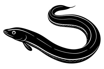  Silhouette vector design of a eel on white background