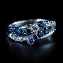 Sapphire Galaxy Ring: A celestial dance of blue sapphires and sparkling diamonds set in gleaming white gold, this ring is a luxurious statement piece. 