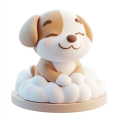 Fototapeta premium A cute dog is sleeping on a cloud