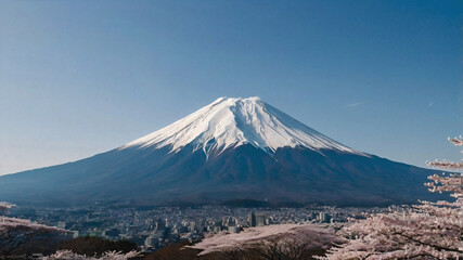 ai generated centered simetrical photo of mount fuji japan, HD