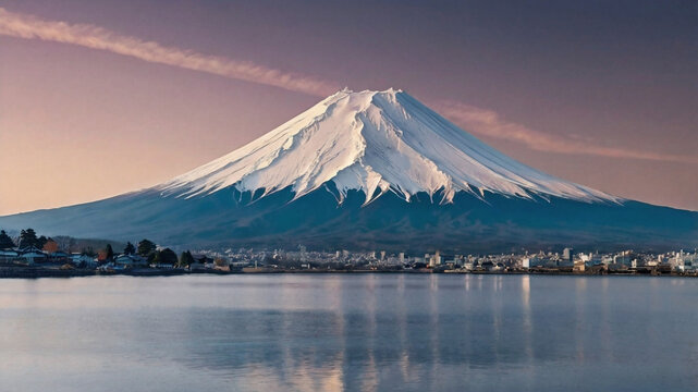 ai generated centered simetrical photo of mount fuji japan, HD