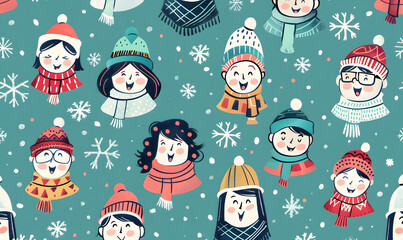 New Year's and Christmas festival cards in a 2D doodle illustrator style on pastel color backgrounds for graphic advertising.