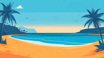 Obraz premium Tropical Beach Scene with Palm Trees