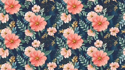 Beautiful Floral Pattern Seamless Watercolor Design Abstract Textile Background