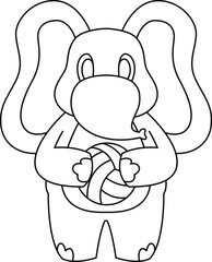 Elephant Volleyball player Volleyball Animal Vector Graphic Art Illustration