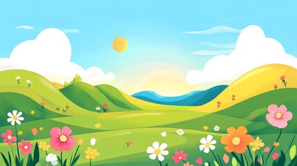 Blooming Hills, Sunny Day