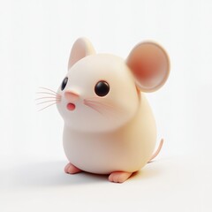 A cute cartoon mouse with big eyes and a pink nose