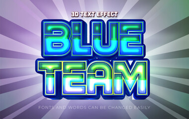 Blue team 3d editable text effect style