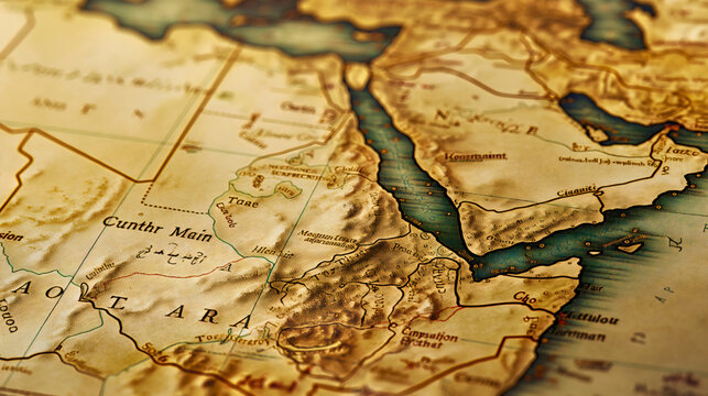 Cartographic representation of the Near East, populated primarily by Arab inhabitants but also by other groups.