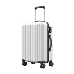 white travel suitcase isolated on transparent background, png