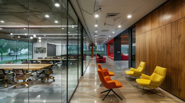 Moderm office interior design with minimalist design funiture or living apartment floor 