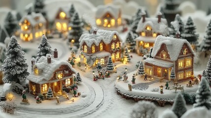 Design a whimsical Christmas background with Santa workshop, bustling with elves preparing toys for delivery