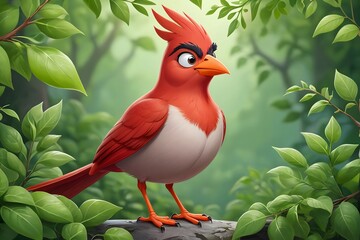 Angry Red Bird in the Forest.