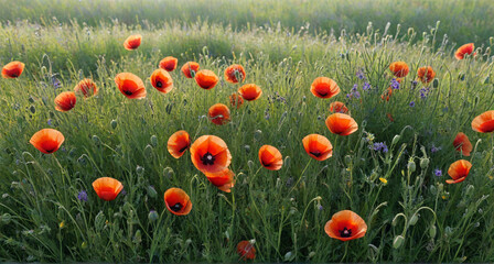 Fototapeta premium field of red poppies