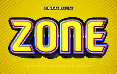 Zone yellow 3d editable text effect style