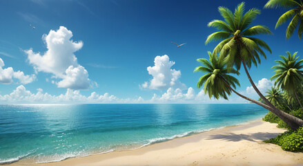beach with palm trees