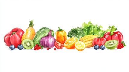 Lamas personalizadas para cocina con tu foto 3D Watercolor Kitchen Counter with Fresh Fruits - Realistic Digital Art