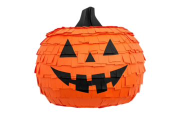 Colorful Halloween pumpkin pinata with a playful smile. Perfect for parties, decorations, and festive celebrations.