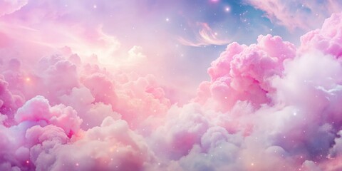 Fototapeta premium Vibrant pink abstract background with soft, swirling clouds of pastel hues, delicate textures, and subtle shimmer, evoking a sense of whimsy and ethereal elegance.