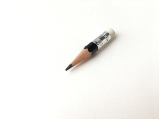 Pencil with eraser on white background