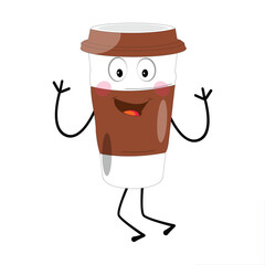 Coffee Cup Mascot Logo, a fun mascot logo of a coffee cup smiling with various expressions, perfect for coffee shops and cafes looking for a friendly