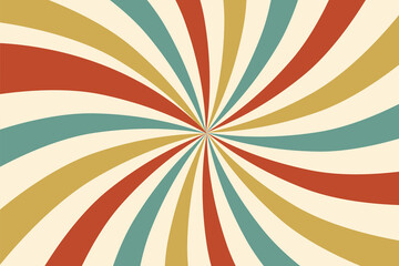 Retro ray spiral background, abstract vintage sunbeam wallpaper, sunburst background, circus backdrop, vector illustration design for card, cover, banner