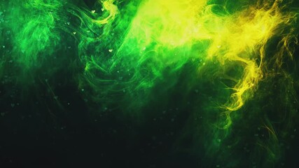 Abstract green and yellow smoke with heart shapes on black background. - Powered by Adobe