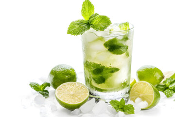 Glass of mojito isolated on white background